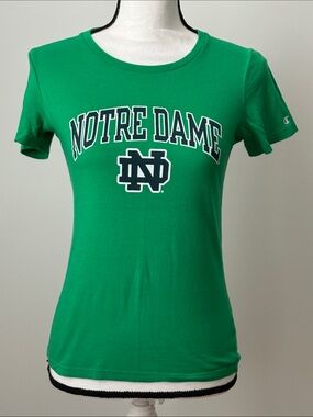 Champion Women's Notre Dame Green Short Sleeve Tee, Size XS